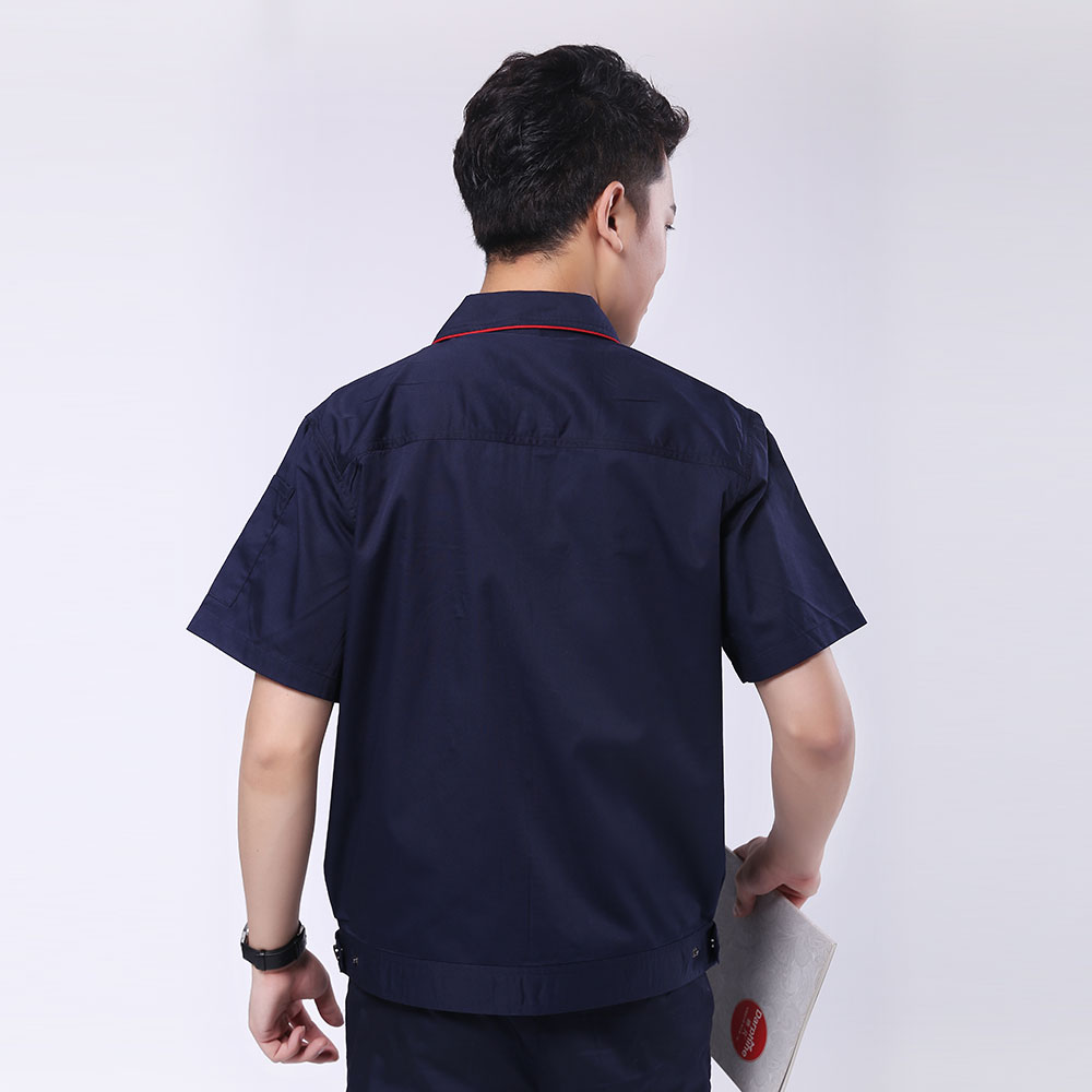 夏装工作服立体衣领，舒适袖口，实用口袋图